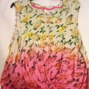 Anthropologie Deletta Exlarge Sleeveless Blouse  Tri-Color Print
